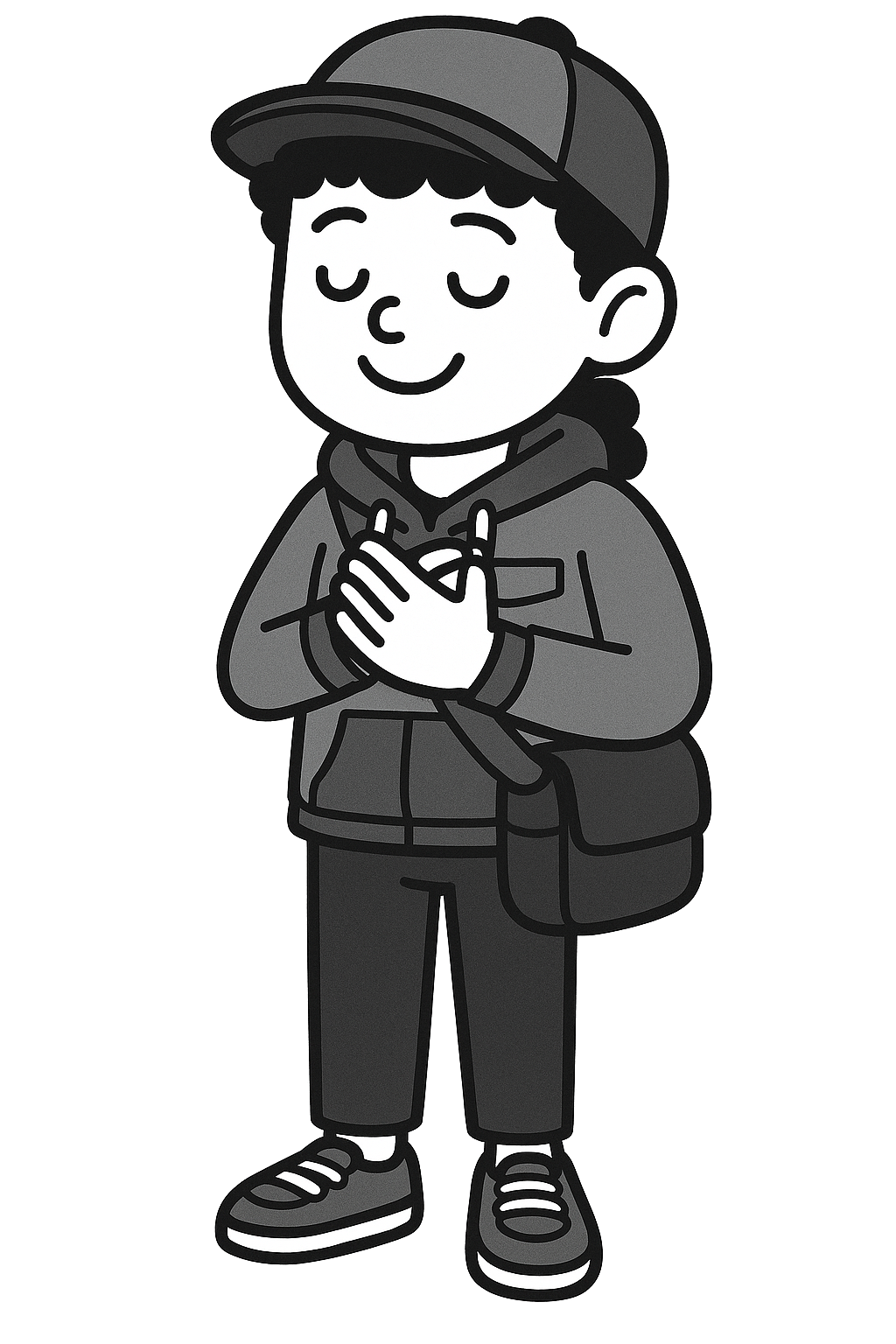 illustration of the original person, now comforted